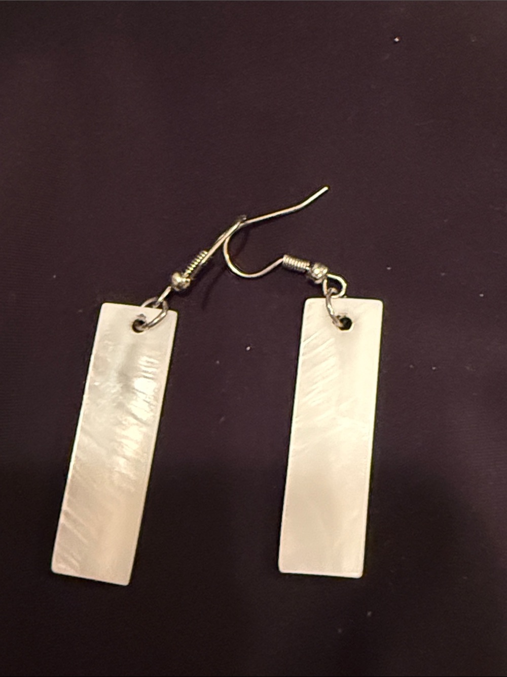 Mother of Pearl Rectangle Drop Earrings - White